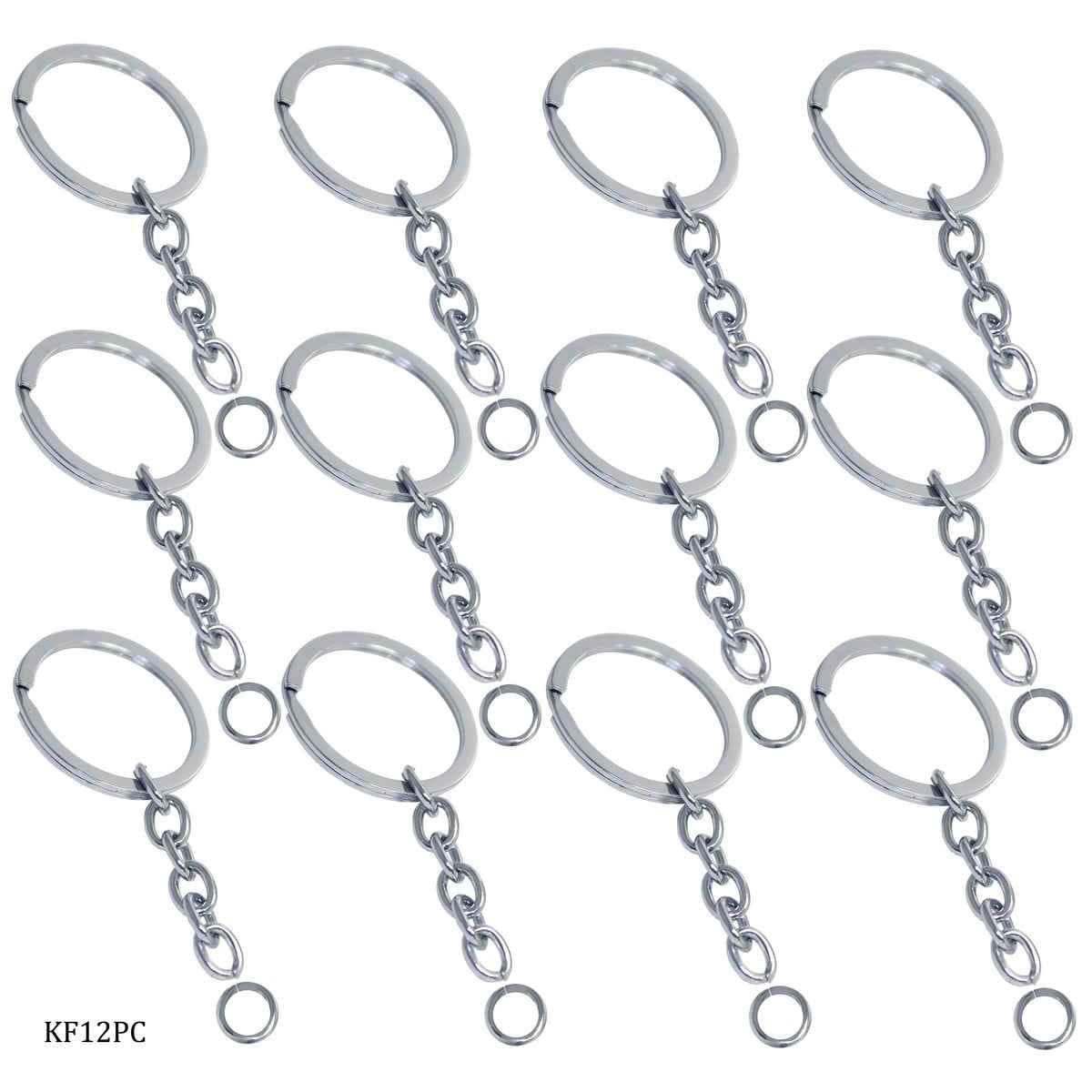 Silver Key Chains Fitting Key Ring Silver Colour 12 Pieces Approximate Size LxBxH: 5x3x0.5 cm. Each Chain Length: 5 cm KF12PC