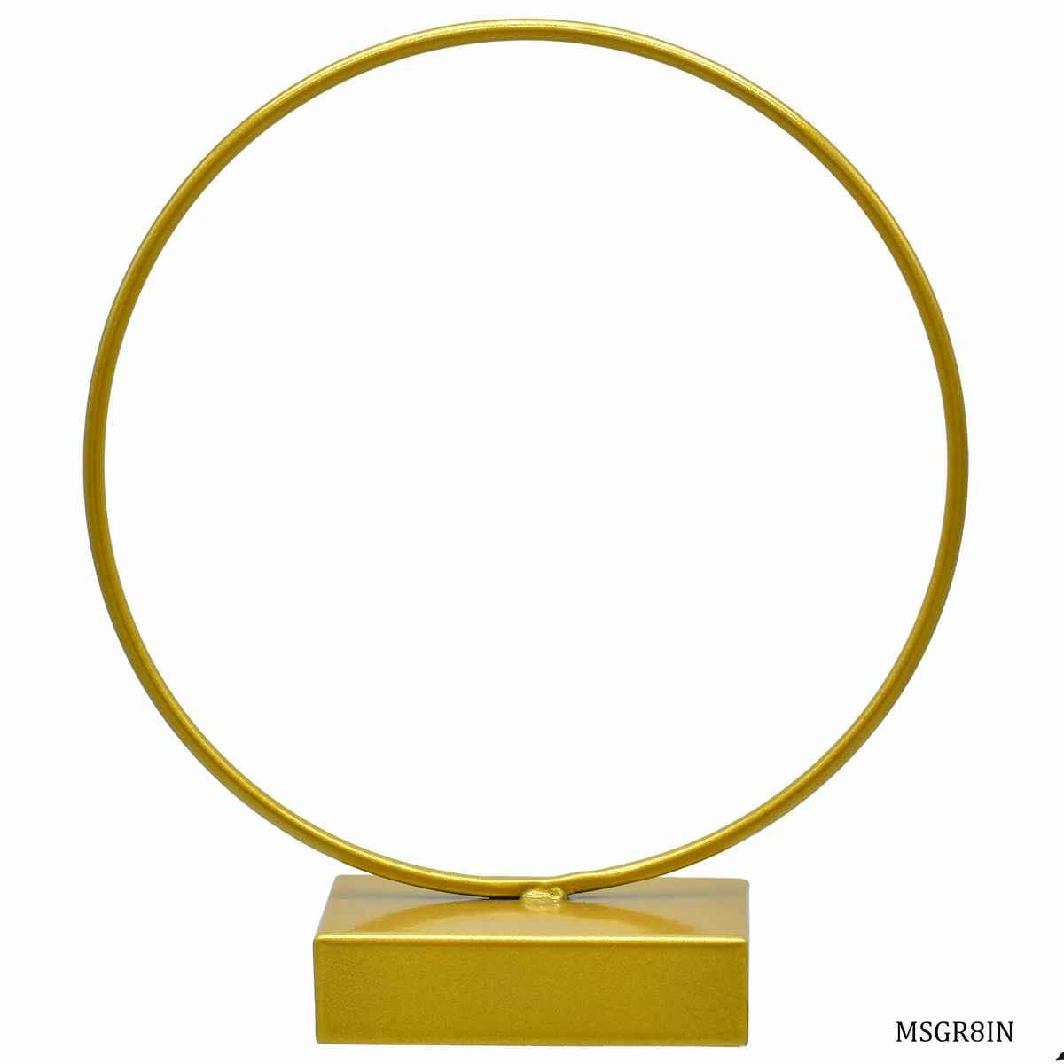 Metal Round Stand Gold Colour 8X8 inch Big Stand Golden Metal Stand for Resin Clock, Resin Frame, Resin Coaster, Home Decoration MSGR8IN