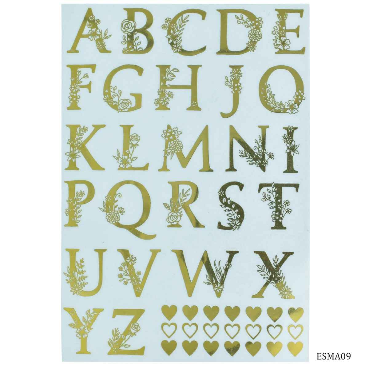 EP Resin Gold Metallic Sticker A to Z Design A5 Size ESMA09