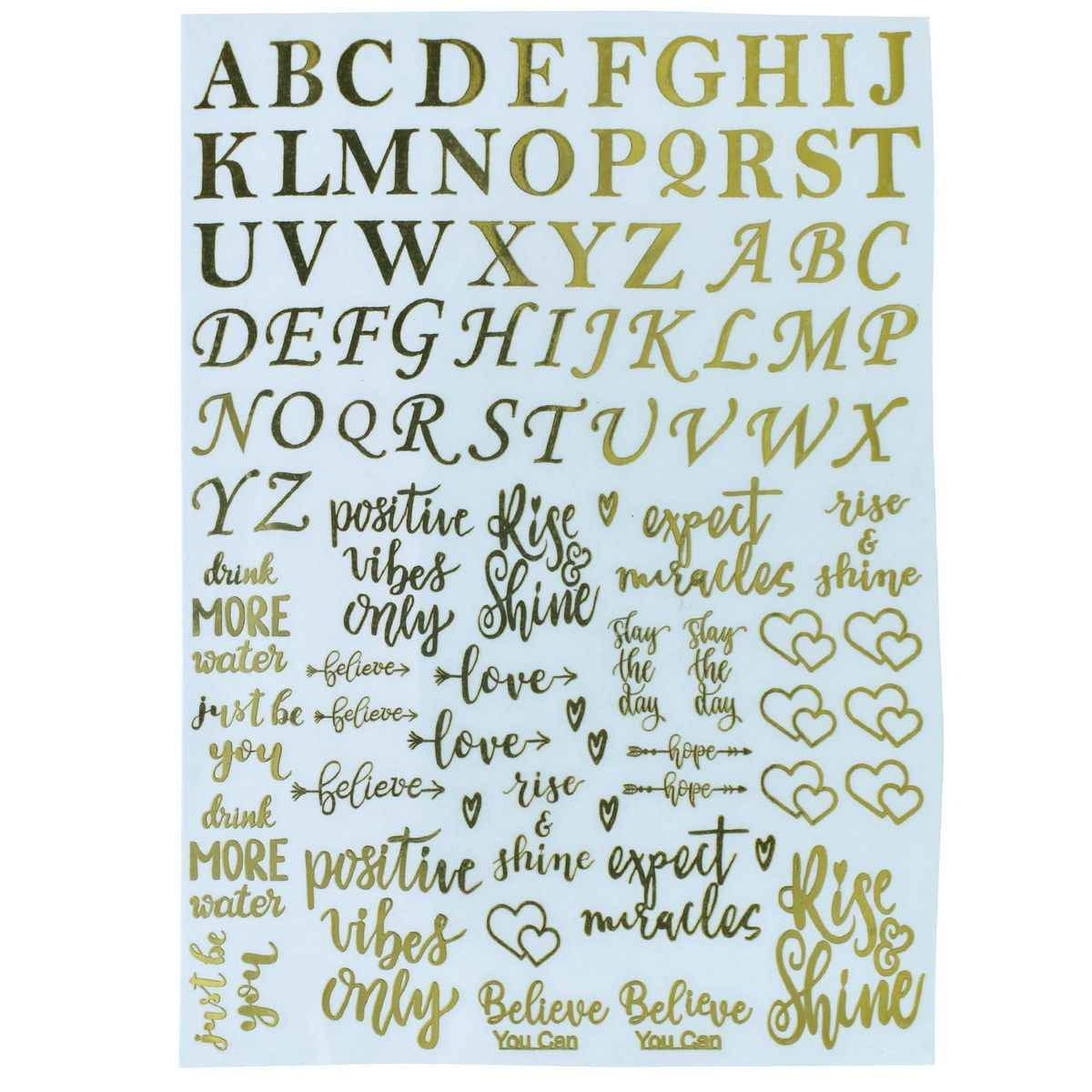 EP Resin Gold Metallic Sticker A to Z Design with Mix Words A5 Size ESMA01