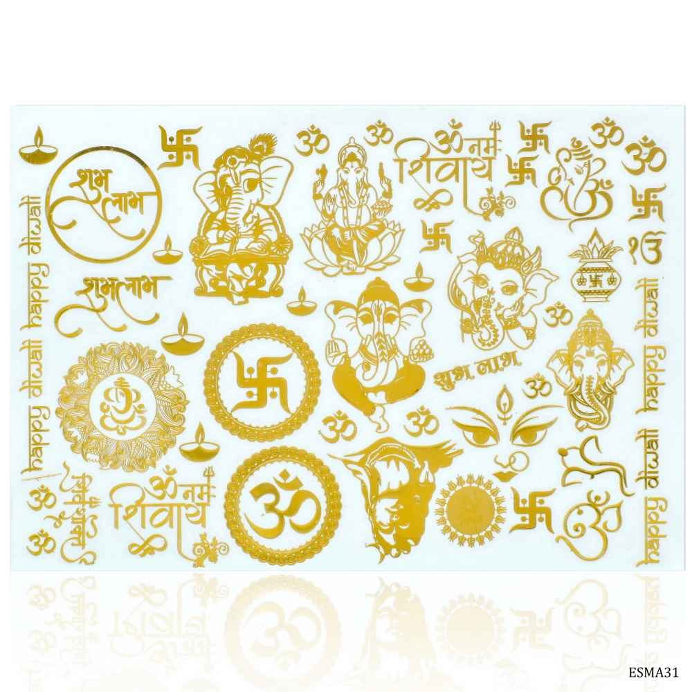 EP Resin Gold Metallic Sticker Ganesh Om Nam Shivay Design A5 Size ESMA31