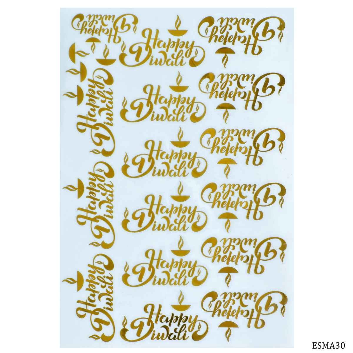 EP Resin Gold Metallic Sticker Happy Diwali Design A5 Size ESMA30