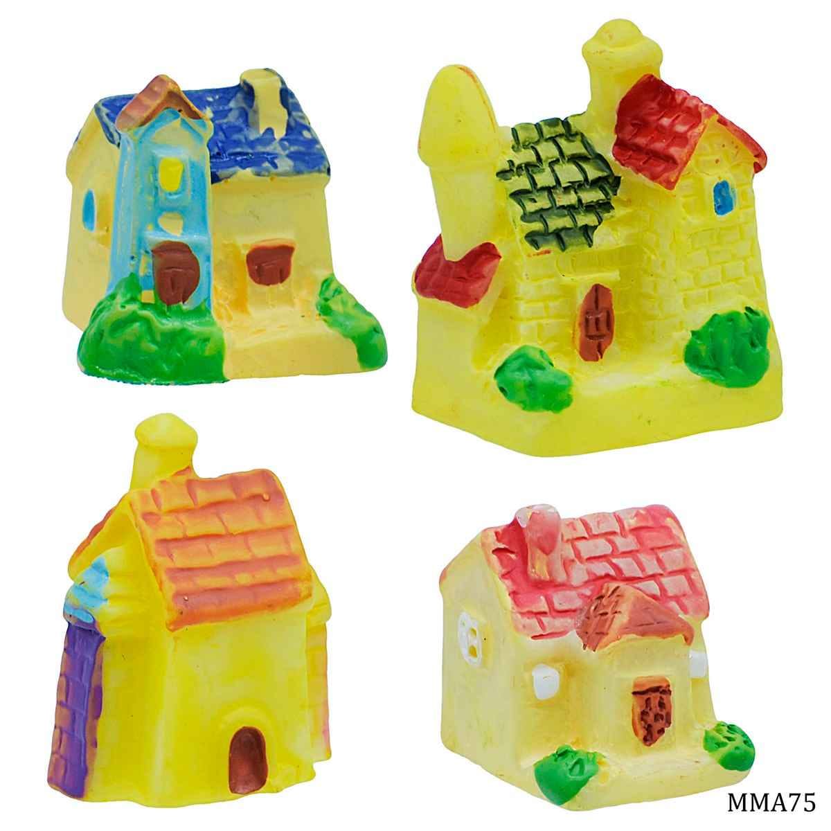 Miniature Model Mini House Pack of 4 Pcs,Size: 1.5x1.5x1.5 cm (C0497-1/2/3/4) MMA75