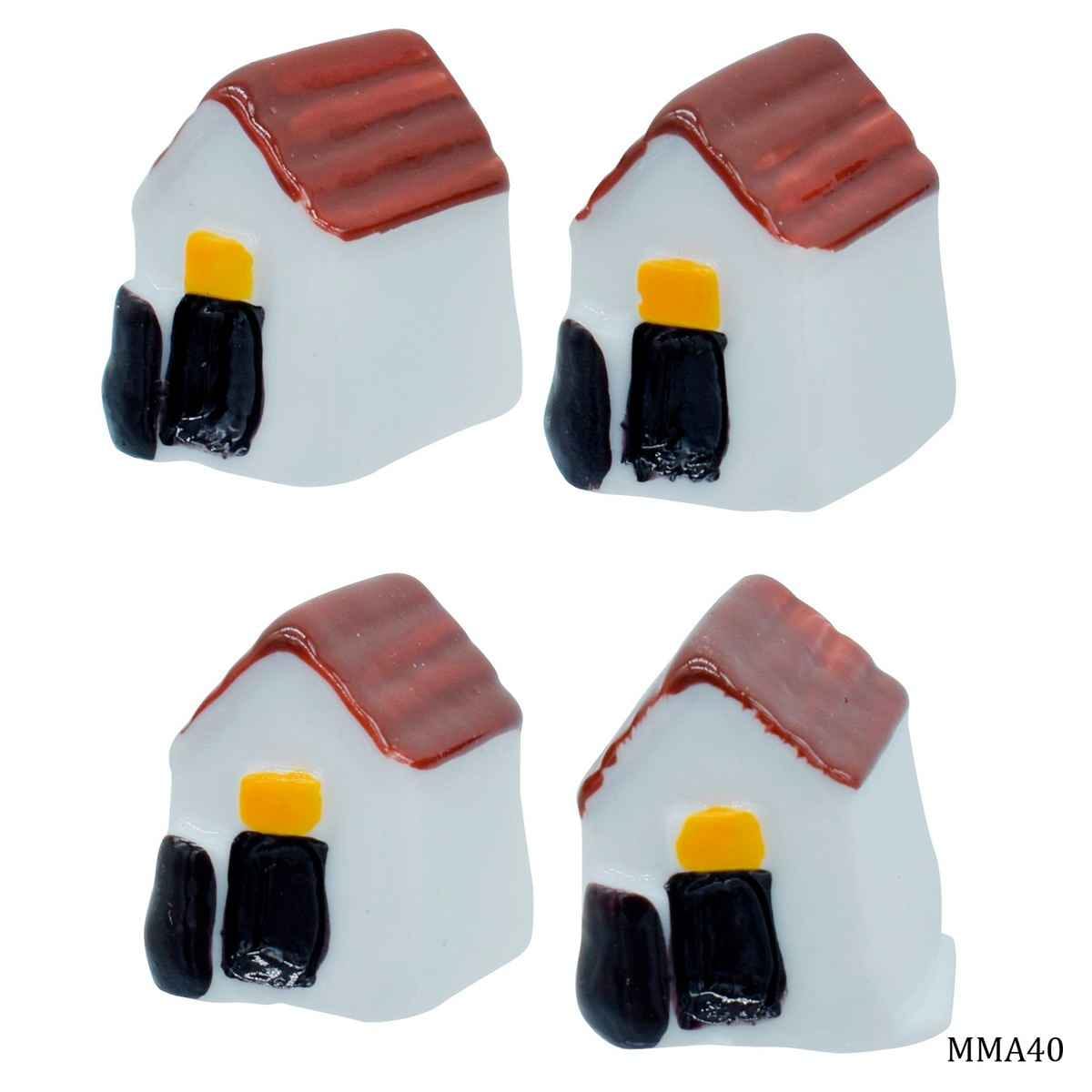 Miniature Model Mini House Pack of 4 Pcs, Size: 1.4x1.2x1.5 cm (C0702-3) MMA40