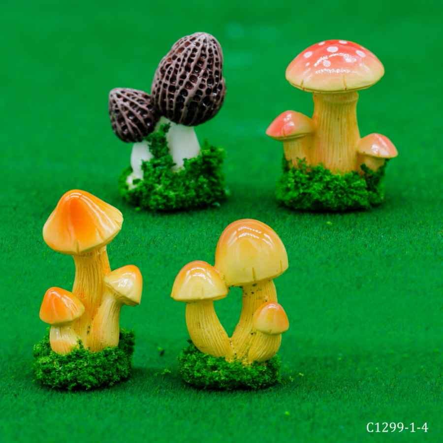 Miniature Model Mushroom Pack of 4 Pcs Set C1299-1/2/3/4 C1299-1-4