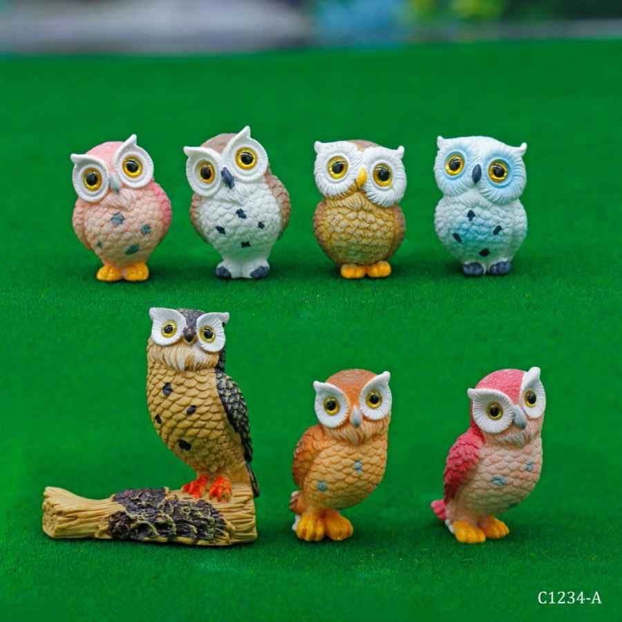 Miniature Model Owl Pack of 7Pcs C1234-1 To 7 C1234-A