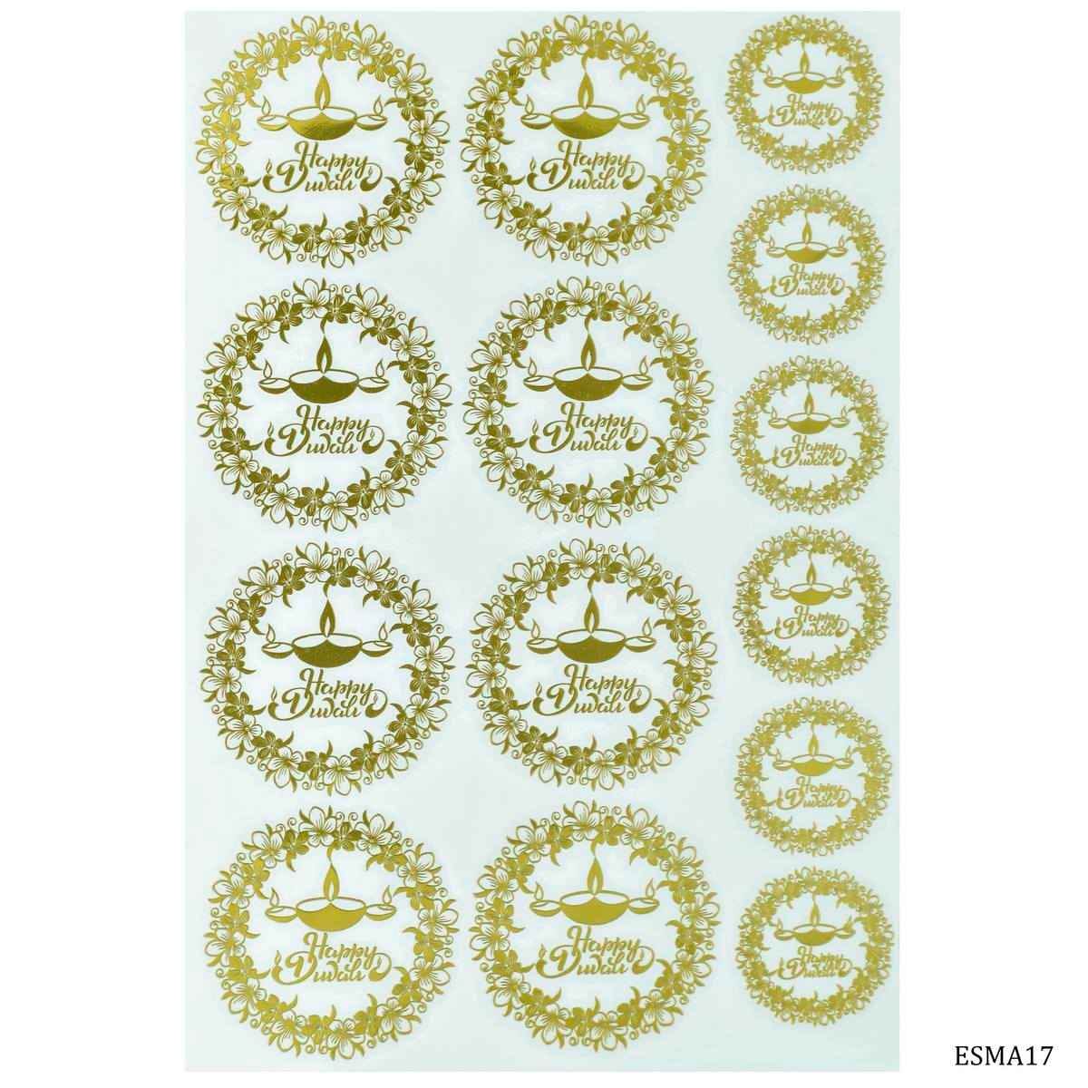 EP Resin Gold Metallic Sticker Happy Diwali Design A5 Size ESMA17