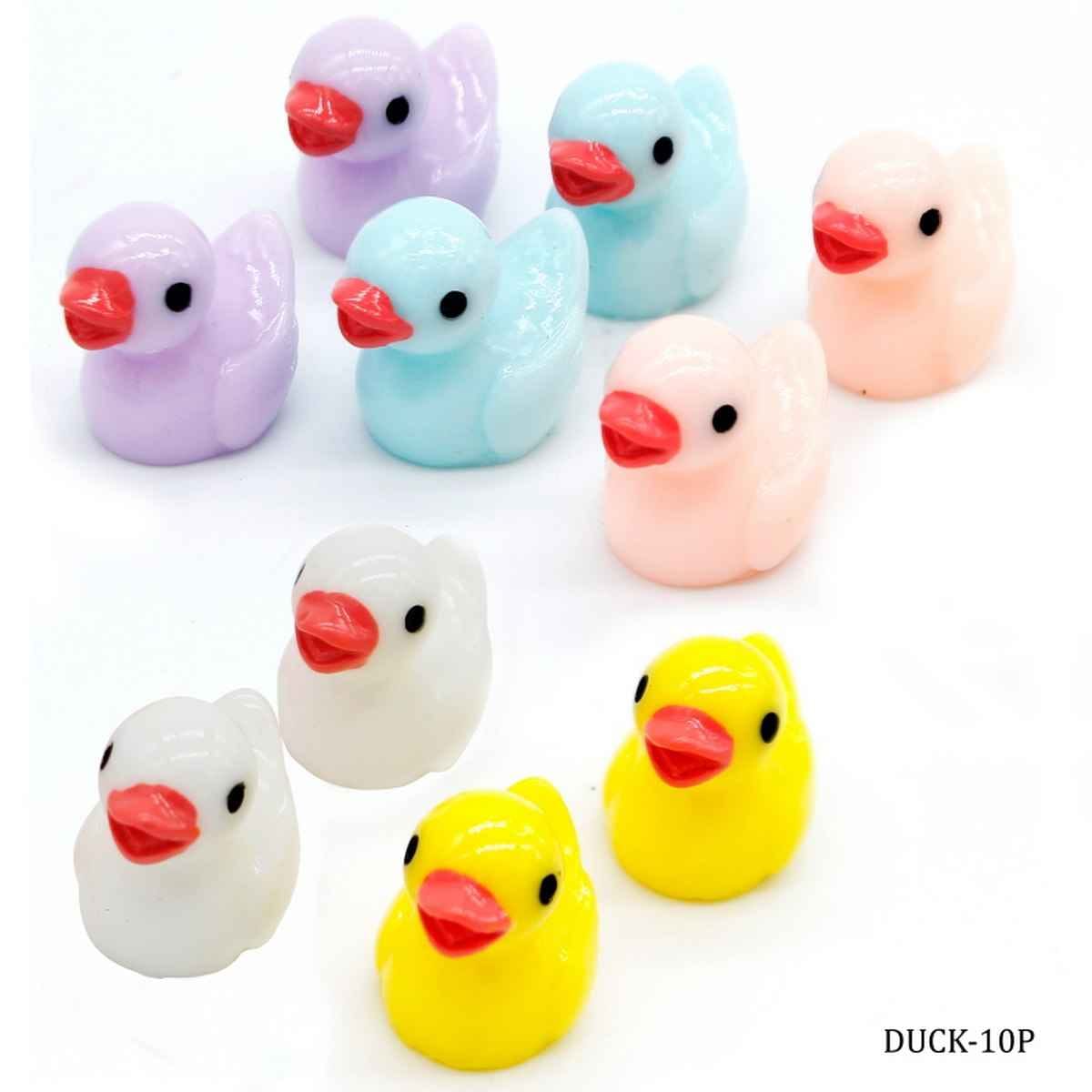 Miniature Model Plastic Duck Pack of 10 Pcs, Size: 1.5x1.5x1.5 Cm (C0677-1/2/3/4/5) DUCK-10P