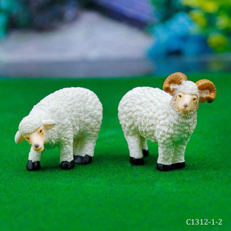 Miniature Model Sheep White Pack of 2 Pcs C1312-1/2 C1312-1-2