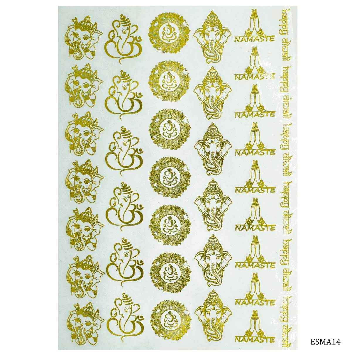 EP Resin Gold Metallic Sticker Ganesh Namaste Design A5 Size ESMA14