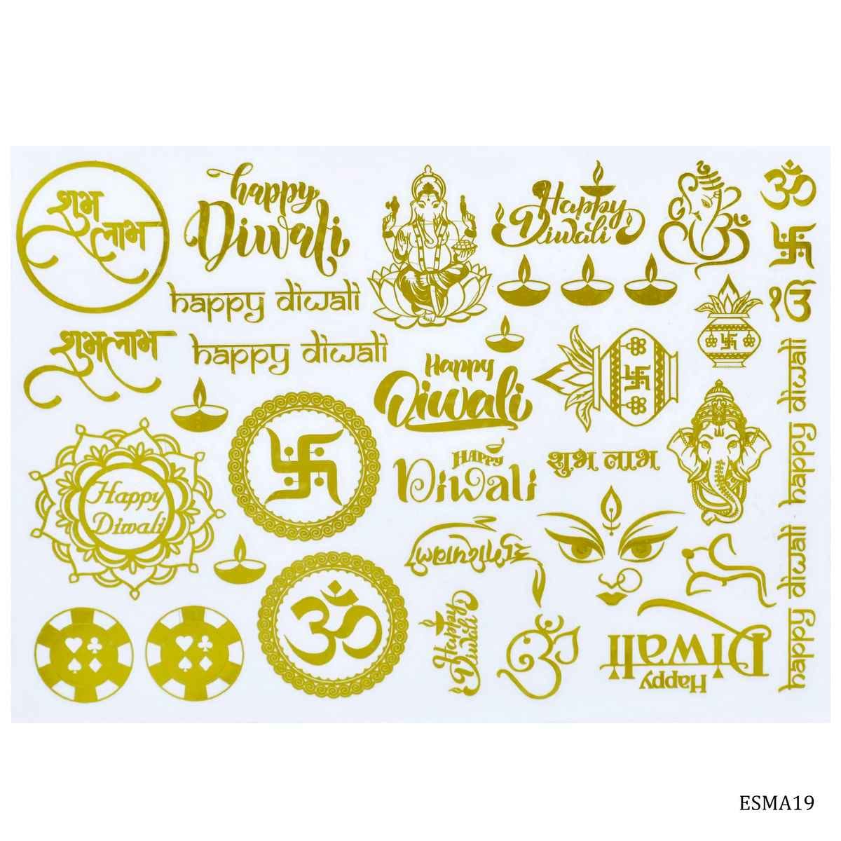 EP Resin Gold Metallic Sticker Swastik Om Diwali Plan Card Design A5 Size ESMA19