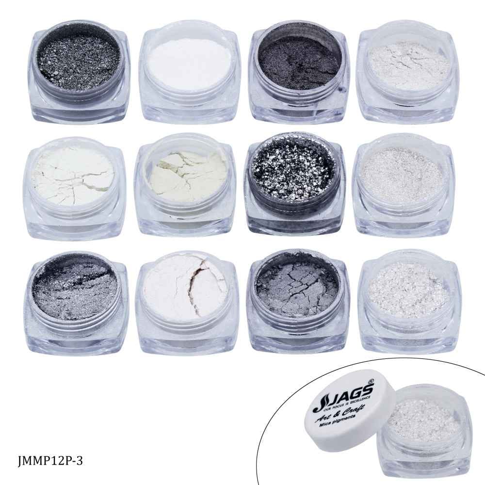 Mica Powder Silver Shade 12 Pcs Set (12Gms) JMMP12P-3