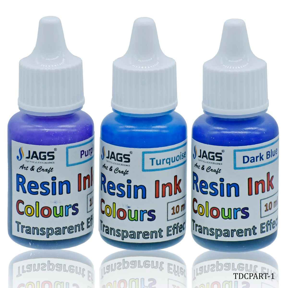 Resin Purple/Turquoise/Dark Blue Ink Colours Transparent Effect Set Of 3Ps TDCPART-1