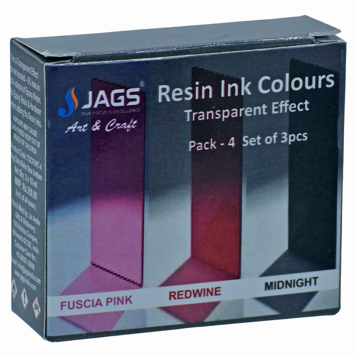 Fuscia Pink, Redwine, Midnight Translucent Dye Resin Ink Colours Transparent Effect Set Of 3Ps TDCPART-4