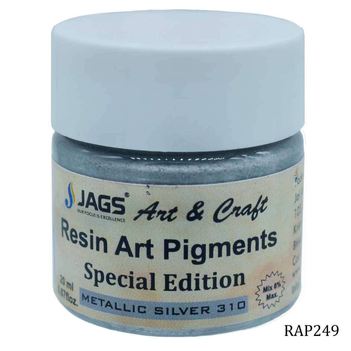 JAGS Metallic Silver Opaque Pigment For Resin Art 20 ml RAP249