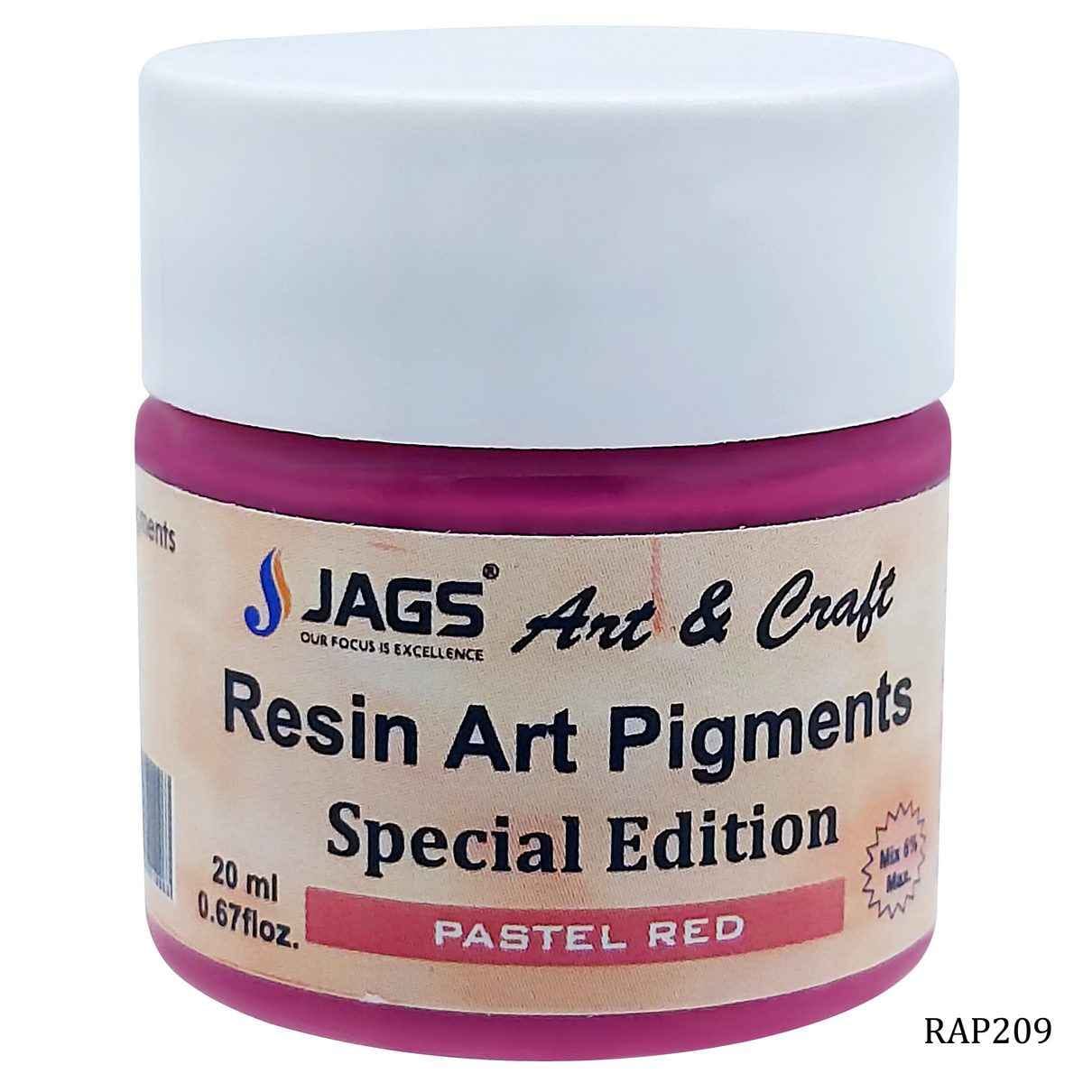 JAGS Pastel Red Opaque Pigment For Resin Art 20 ml RAP209
