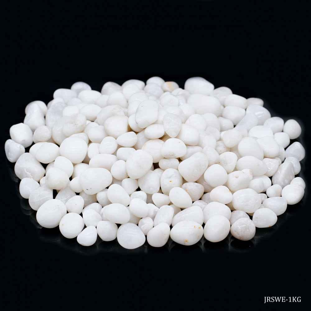 White Decorative Pebble Stones 1 kg Size 15-20 mm For Resin Art & Aquarium JRSWE-1KG
