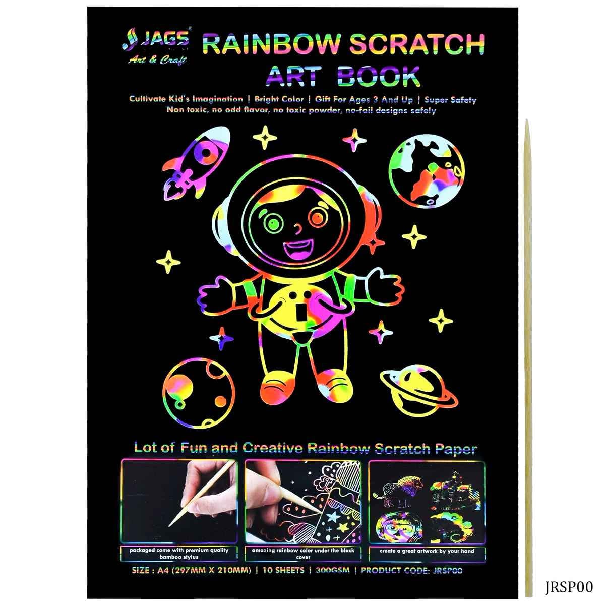 Rainbow A4 Scratch Art Book with Pencil 10 Sheet JRSP00