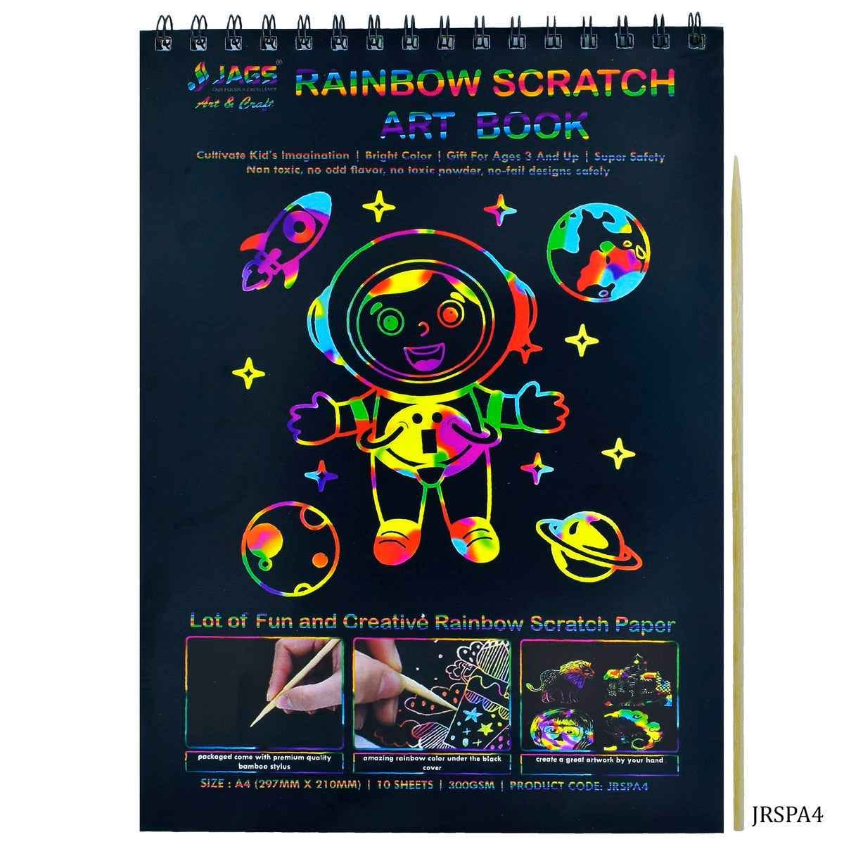 Rainbow A4 Scratch Art Book Wiro with Pencil 10 Sheet JRSPA4