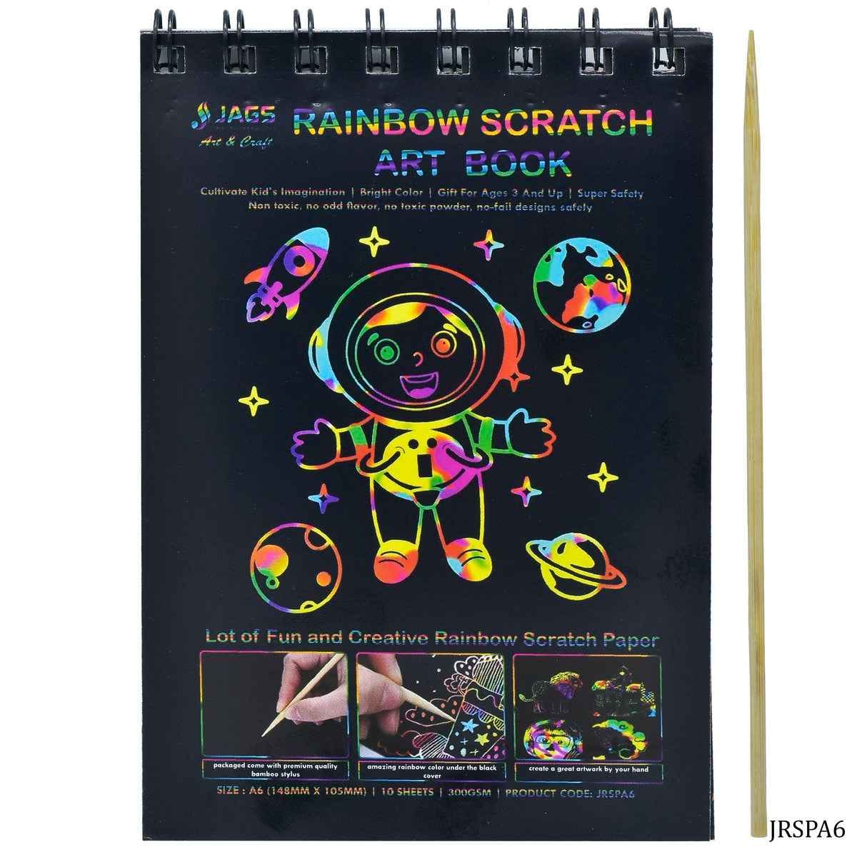 Rainbow A6 Scratch Art Book Wiro with Pencil 10 Sheet JRSPA6