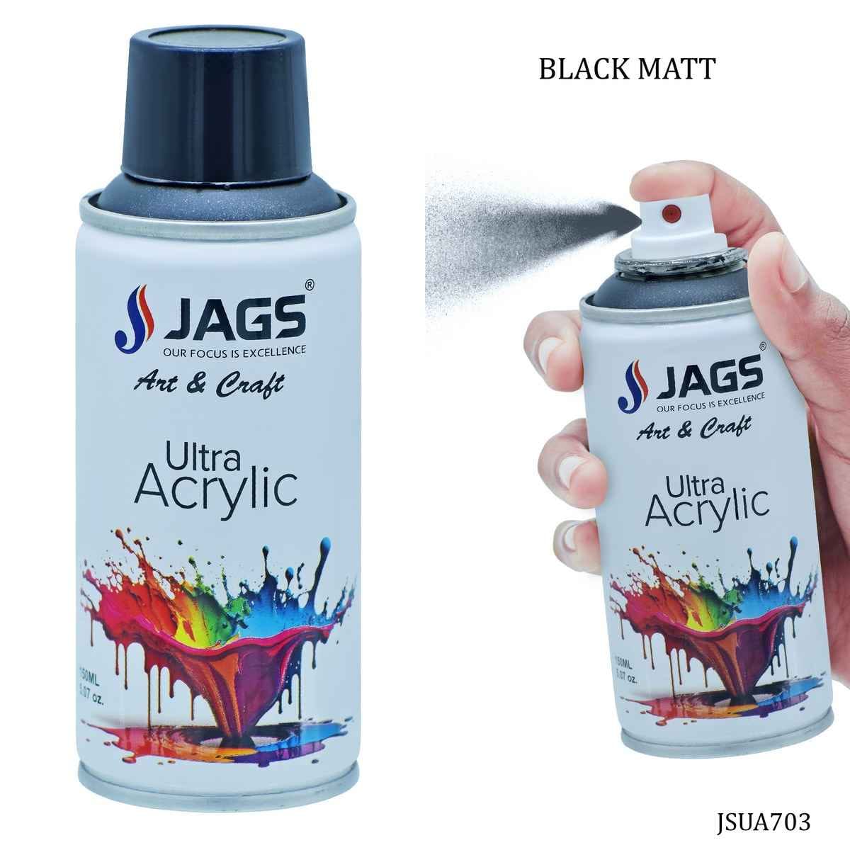 Jags Black Matt Paint Spray Ultra Acrylic 150ml JSUA703