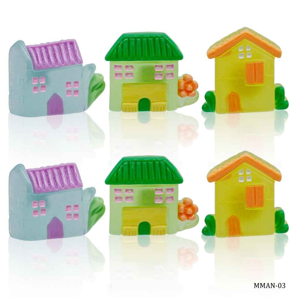 Miniature Model Transparent House Pack of 6Pcs Mix Colour MMAN-03
