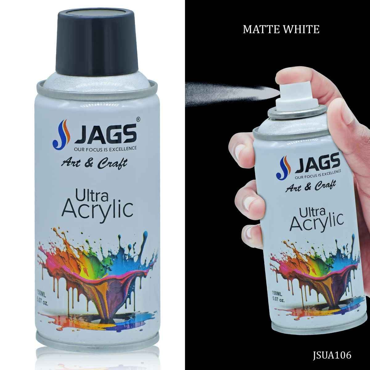 Jags Matt White Paint Spray Ultra Acrylic 150ml JSUA106