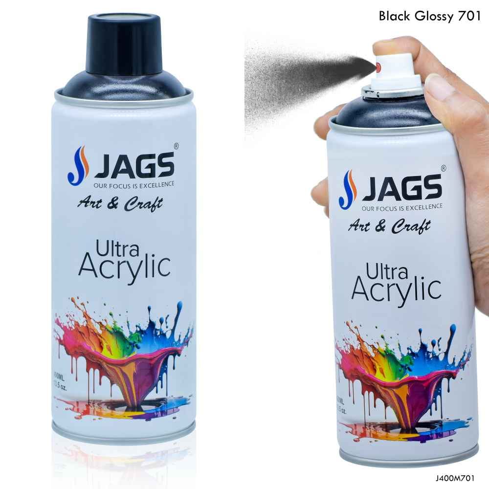 Jags Black Glossy Paint Spray Ultra Acrylic 400ml J400M701