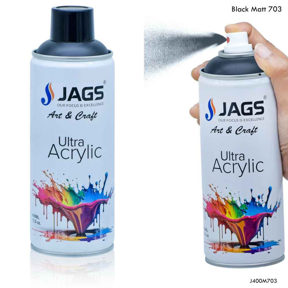 Jags Black Matt Paint Spray Ultra Acrylic 400ml J400M703
