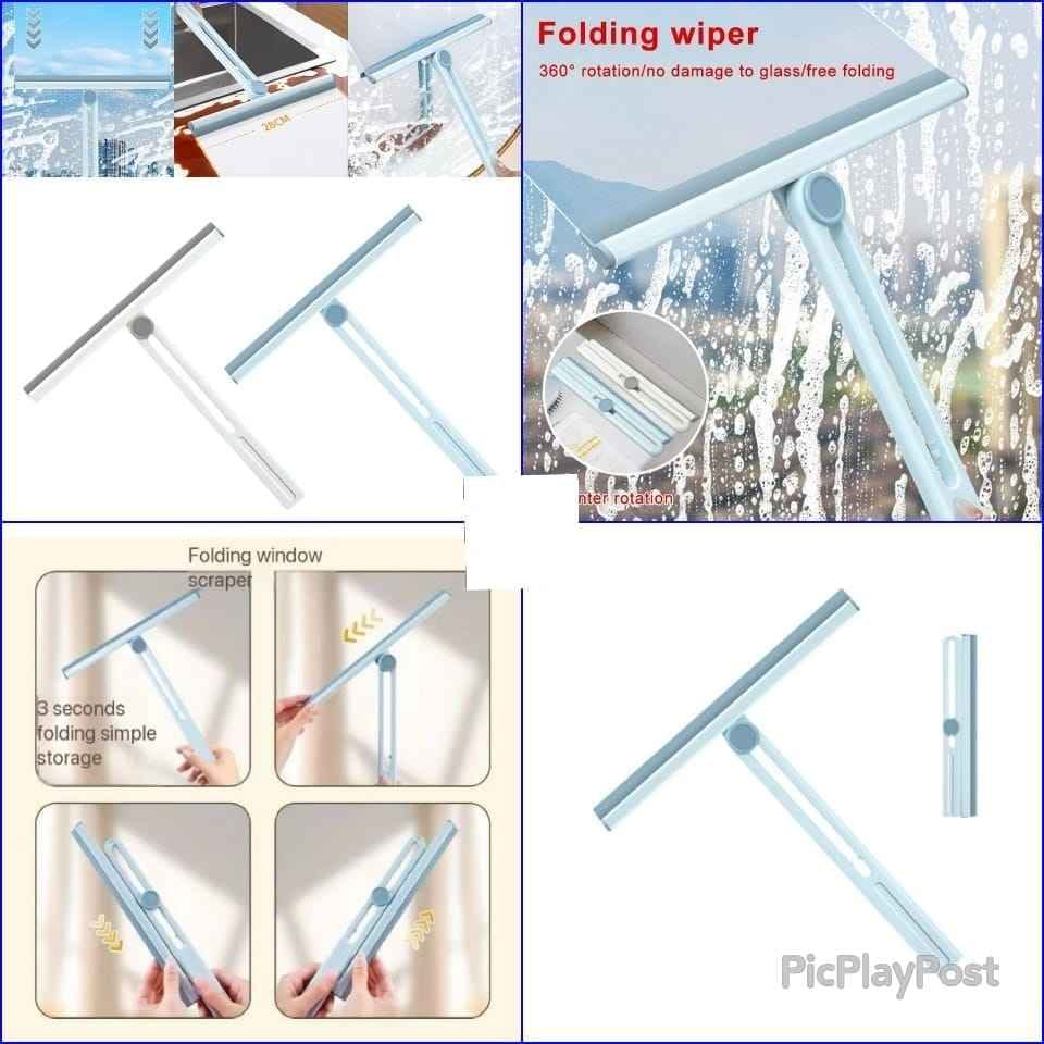 Foldable 360° Rotatable Window Wiper, 28 cm Squeegee Silicone Cleaner
