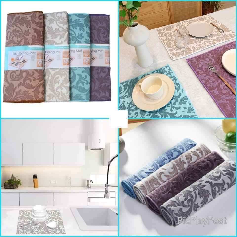 Water Absorbent Kitchen Mat 50×90 cm 1 pcs for Wet Utensils Microfiber Dish Drying Mat