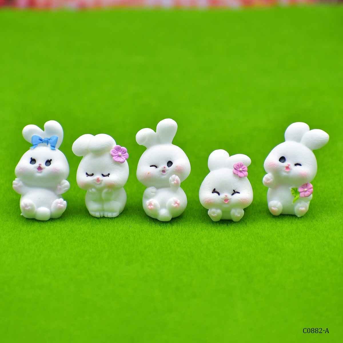 Miniature Rabbits Cute White Pack of 5 Pcs C0882-6/7/8/9/10 C0882-A