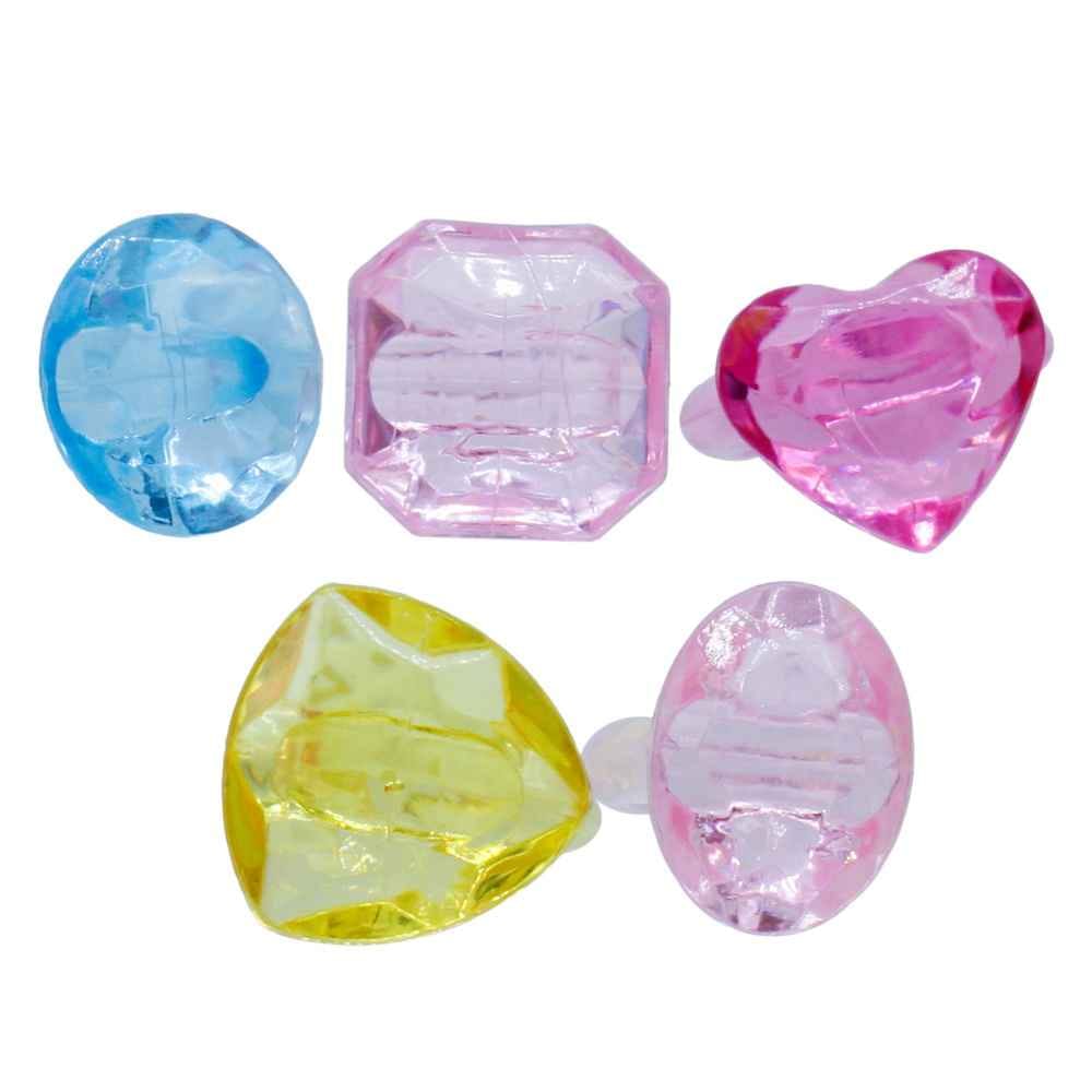 Miniature Transparent Colour Diamond Ring Pack of 5Pcs MMTC16