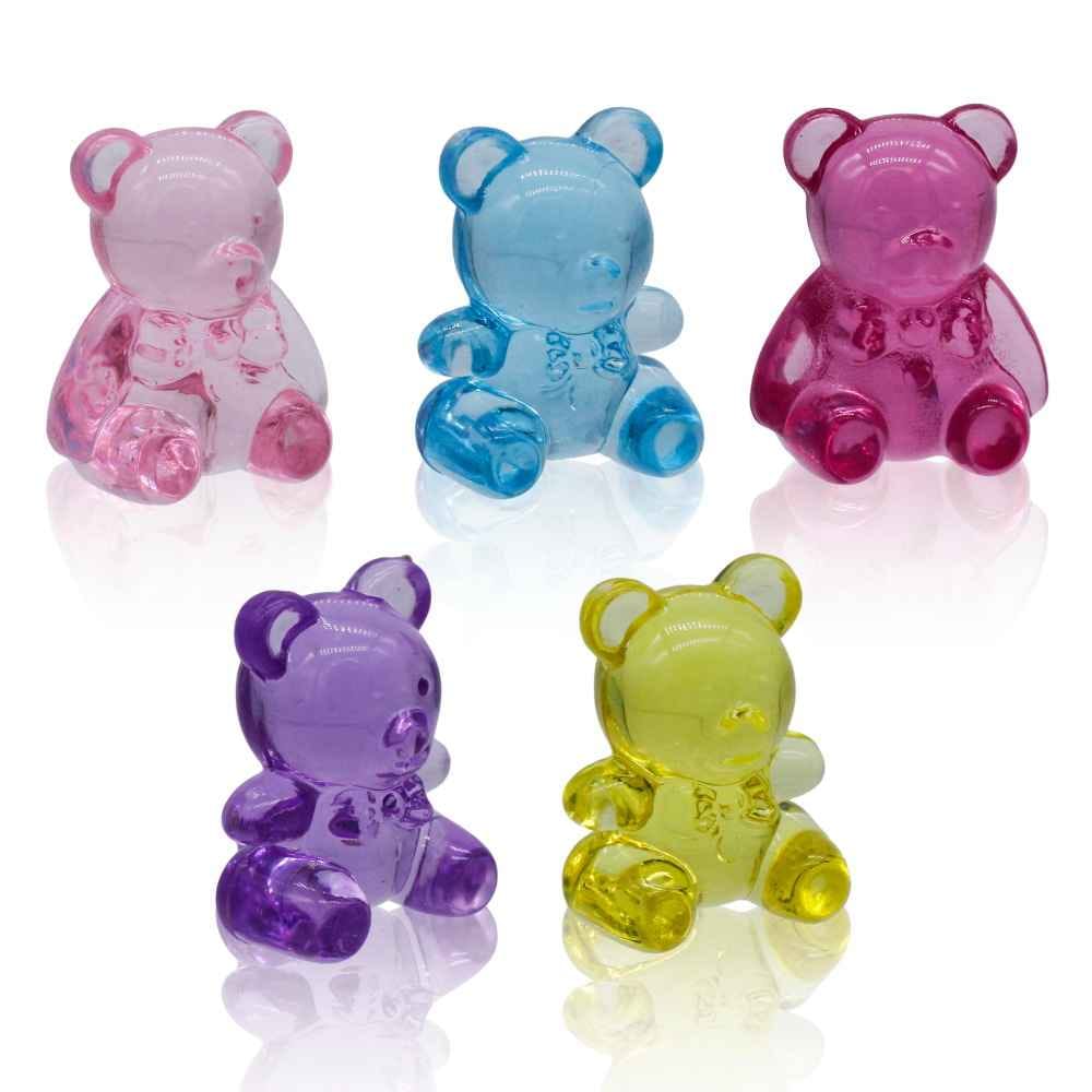 Miniature Transparent Colour Teddy Pack of 5Pcs MMTC14