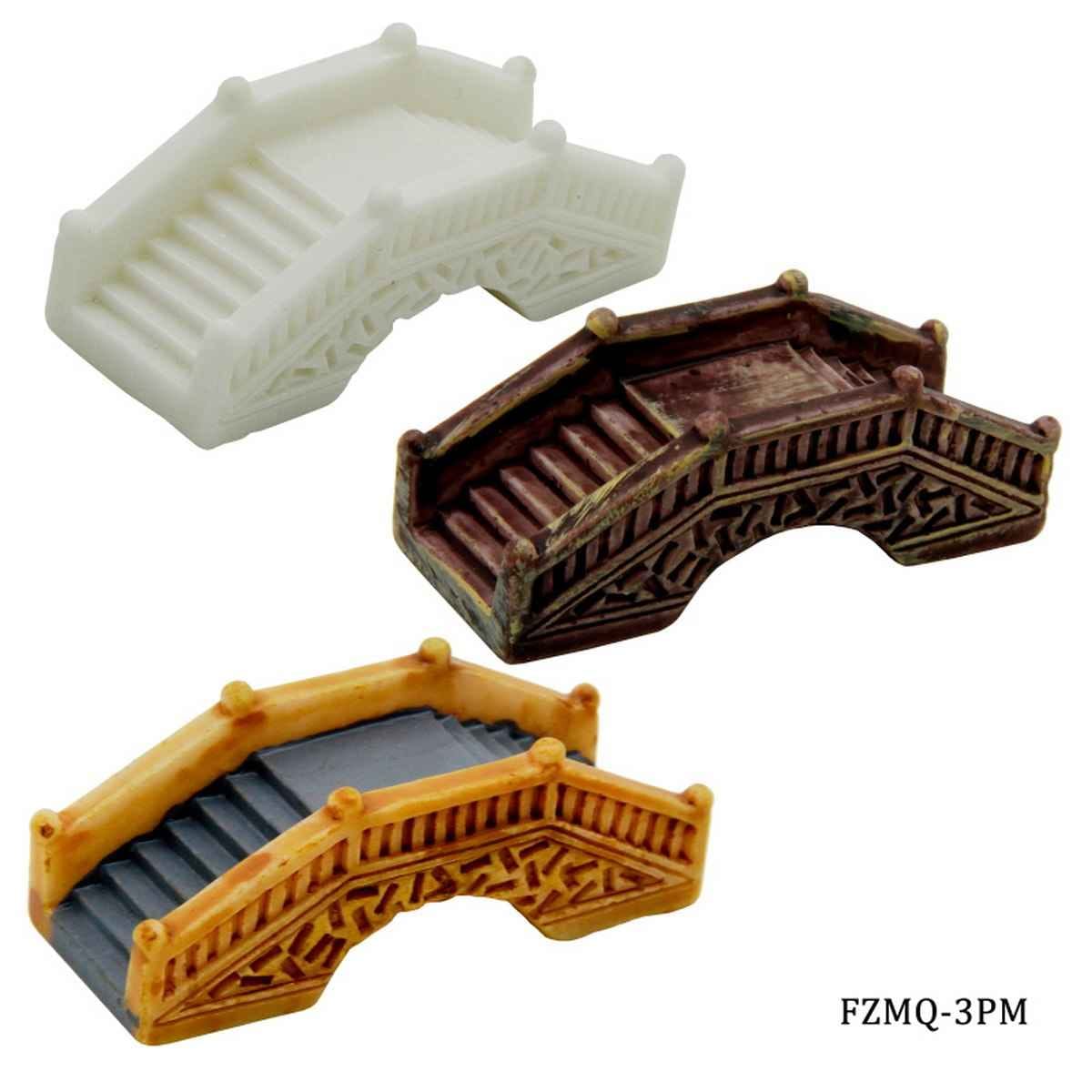 Miniature Wooden Bridge Set of 3Pcs, Size: 2x5x1 Cm (C0827-1/2/3) FZMQ-3PM