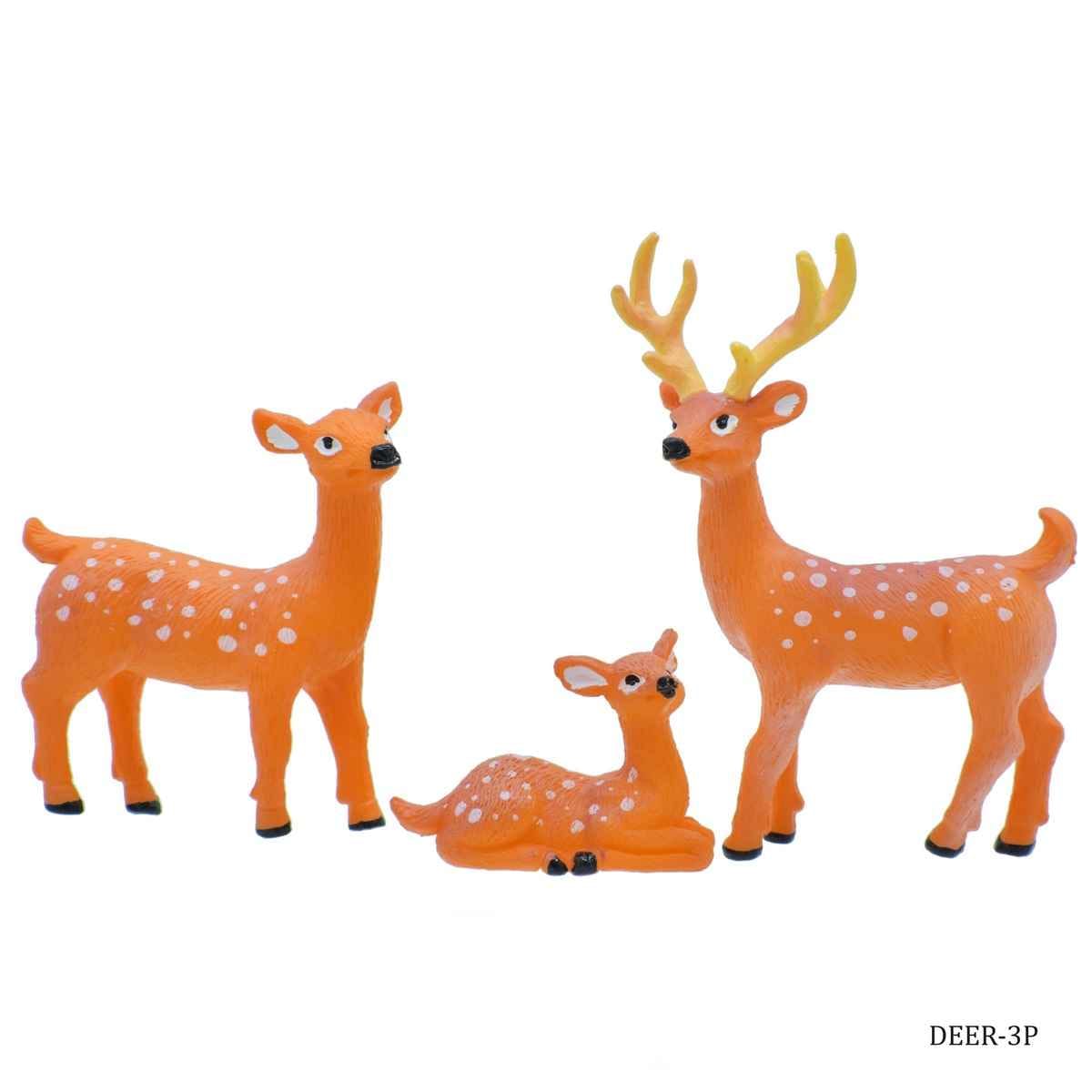 Miniatures Model Accessories Deer Pack of 3Pcs, Size: 3.5x6x1.5 Cm (C0445-1/2/3) DEER-3P