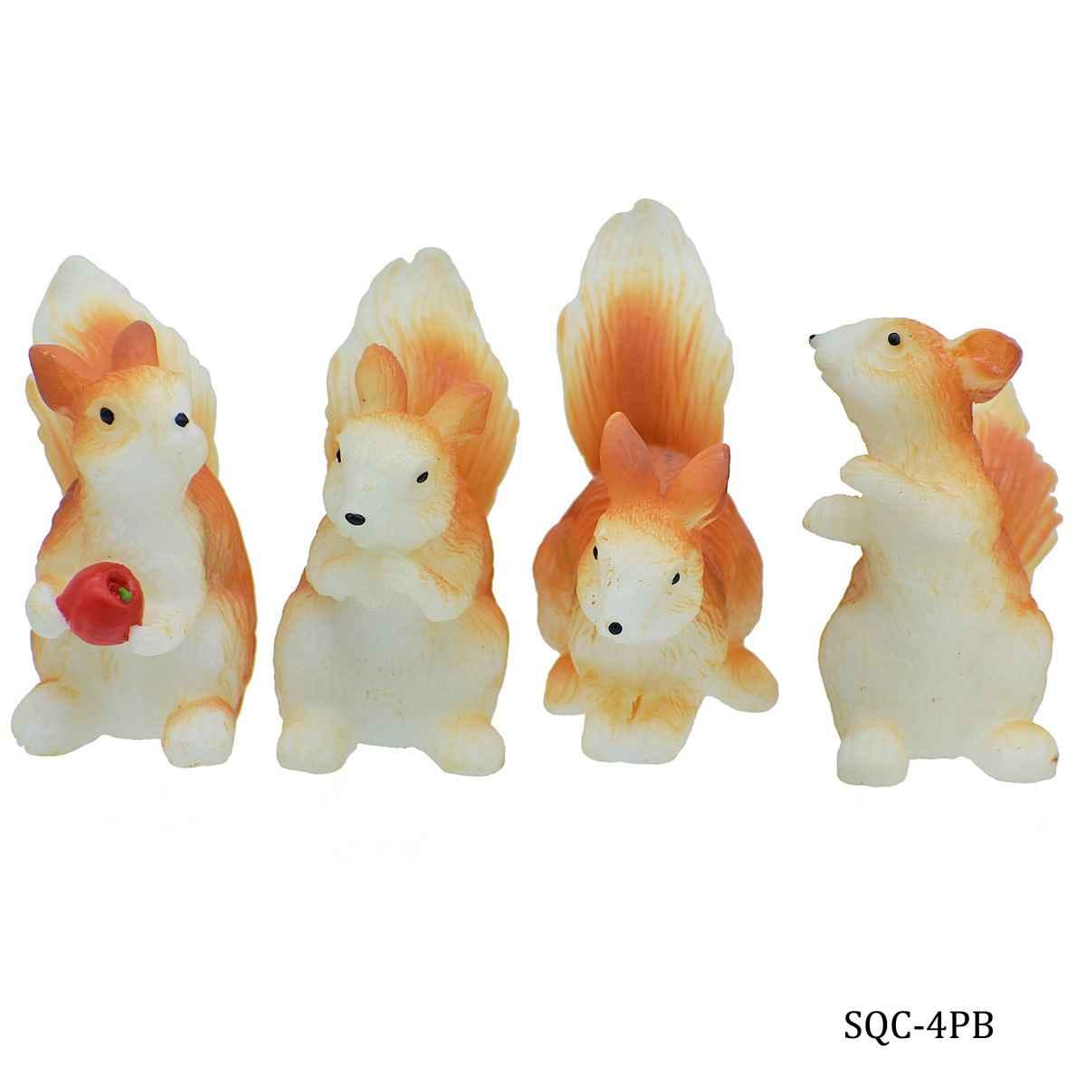 Miniatures Model Accessories Squirrel Pack of 4 Pcs, Size: 3x2x3.5 cm (C0131-1234) SQC-4PB