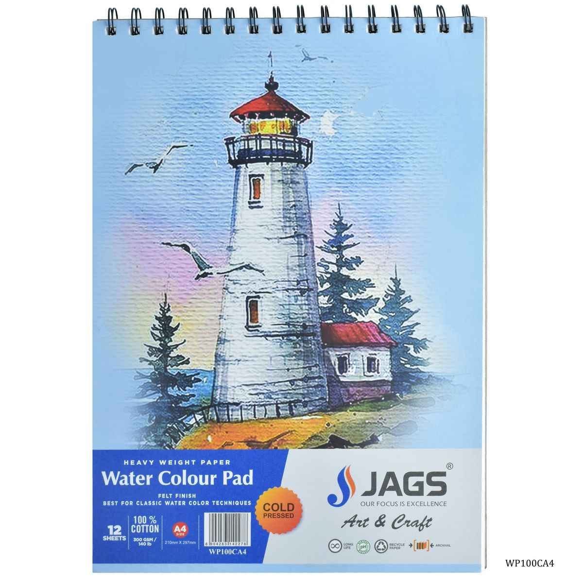 Watercolor Pad 100 % Cotton 12 Sheet 300Gsm WP100CA4