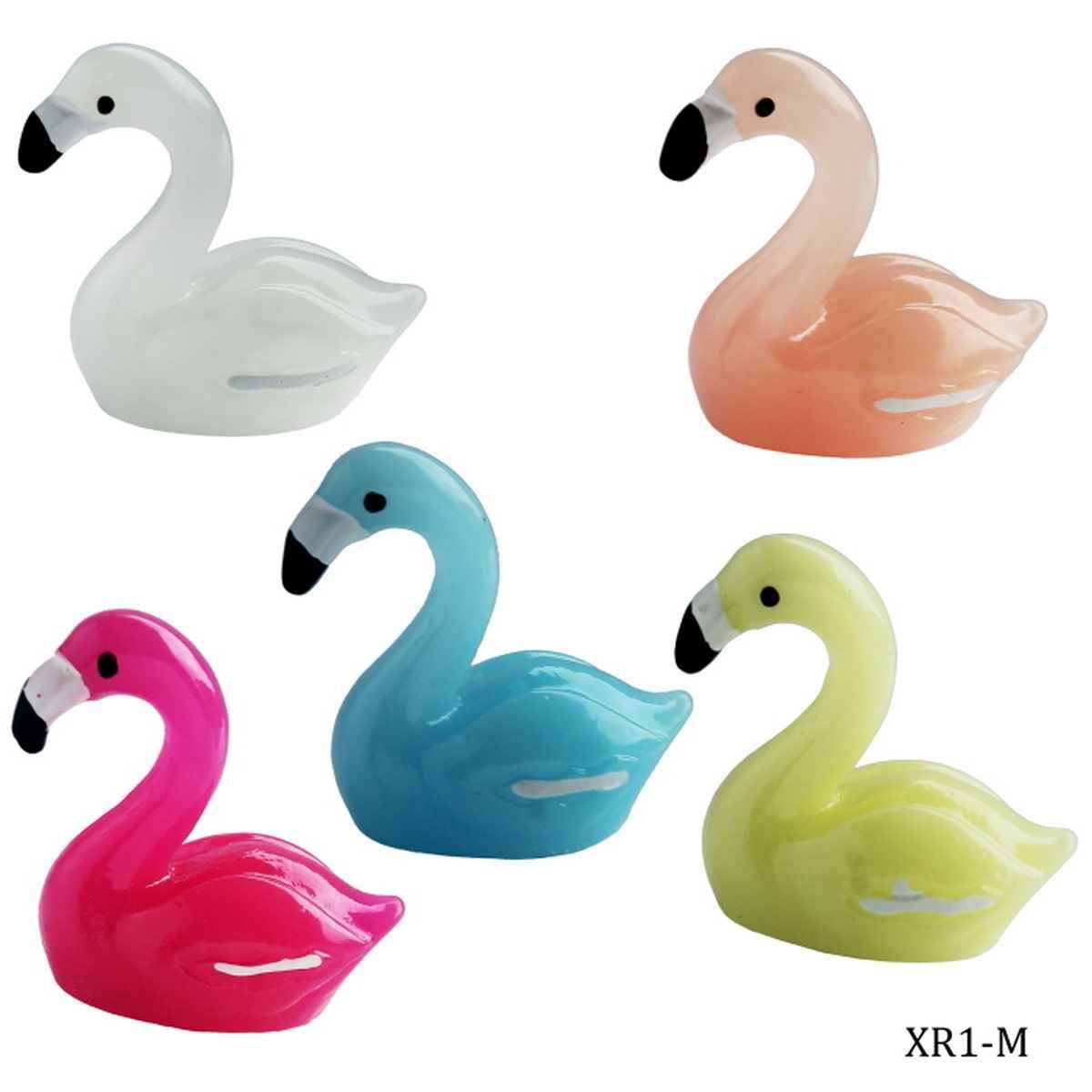 Miniatures Model Plastic Accessories Flamingo Multi Colours Pack of 5Pcs, Size: 3x2.5x1.5 Cm XR1-M