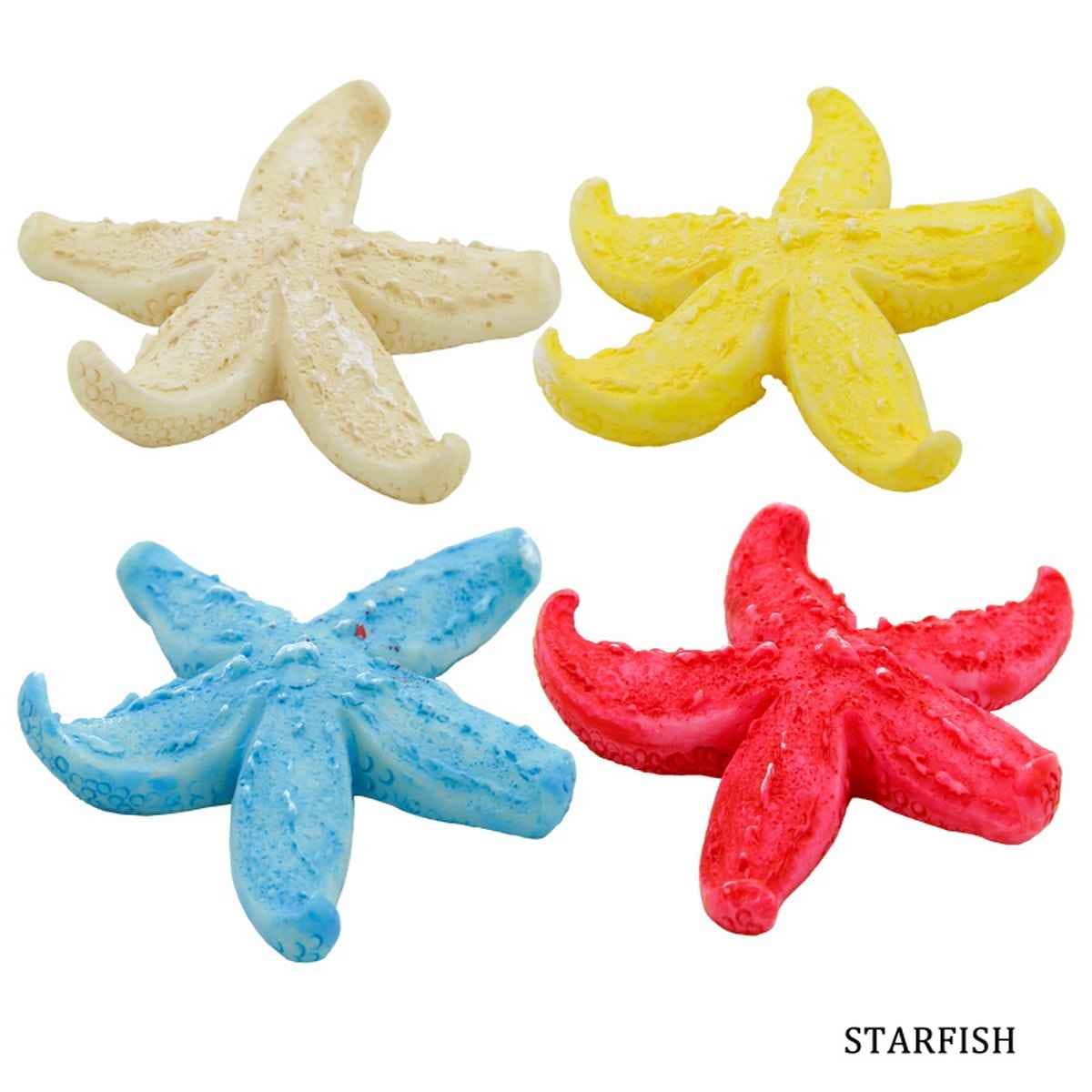 Miniatures Model Plastic Star Fish Pack of 4Pcs, Size: 4x4x0.5 Cm C0168-25/26/27 STARFISH