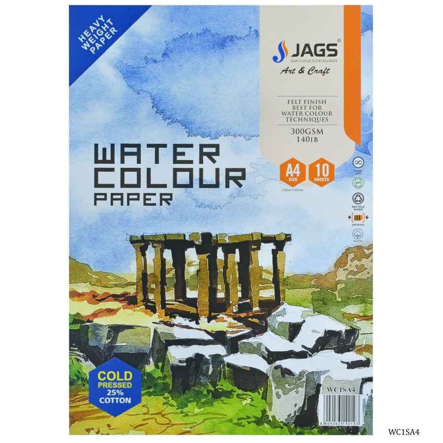 A4 Watercolor sheet-25% Cotton Pack Of 10 Sheet 300Gsm WC1SA4