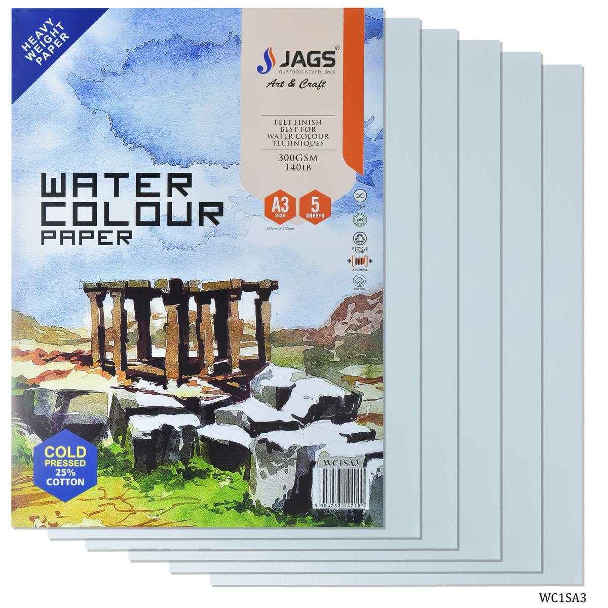 Watercolor sheet-25% Cotton Pack Of 5 Sheet A3 300 Gsm WC1SA3