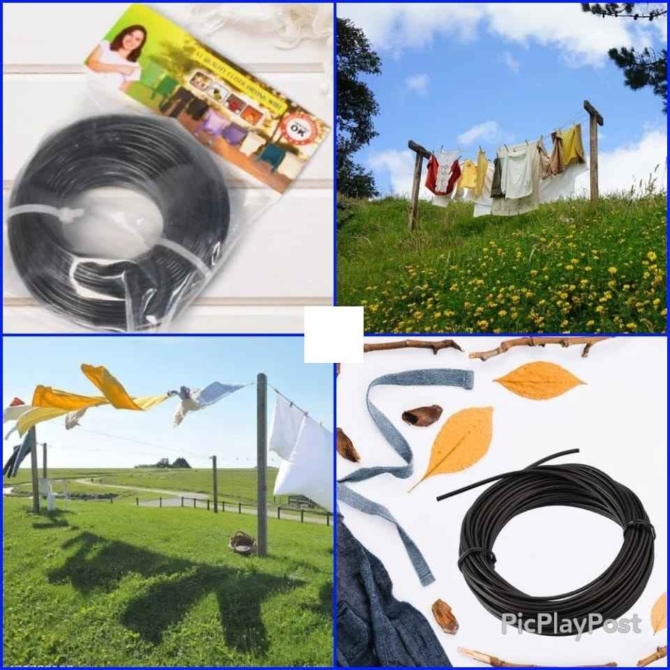 Outdoor Clothesline Rope, 22 Meters, Heavy Gauge, Rust Proof, Black