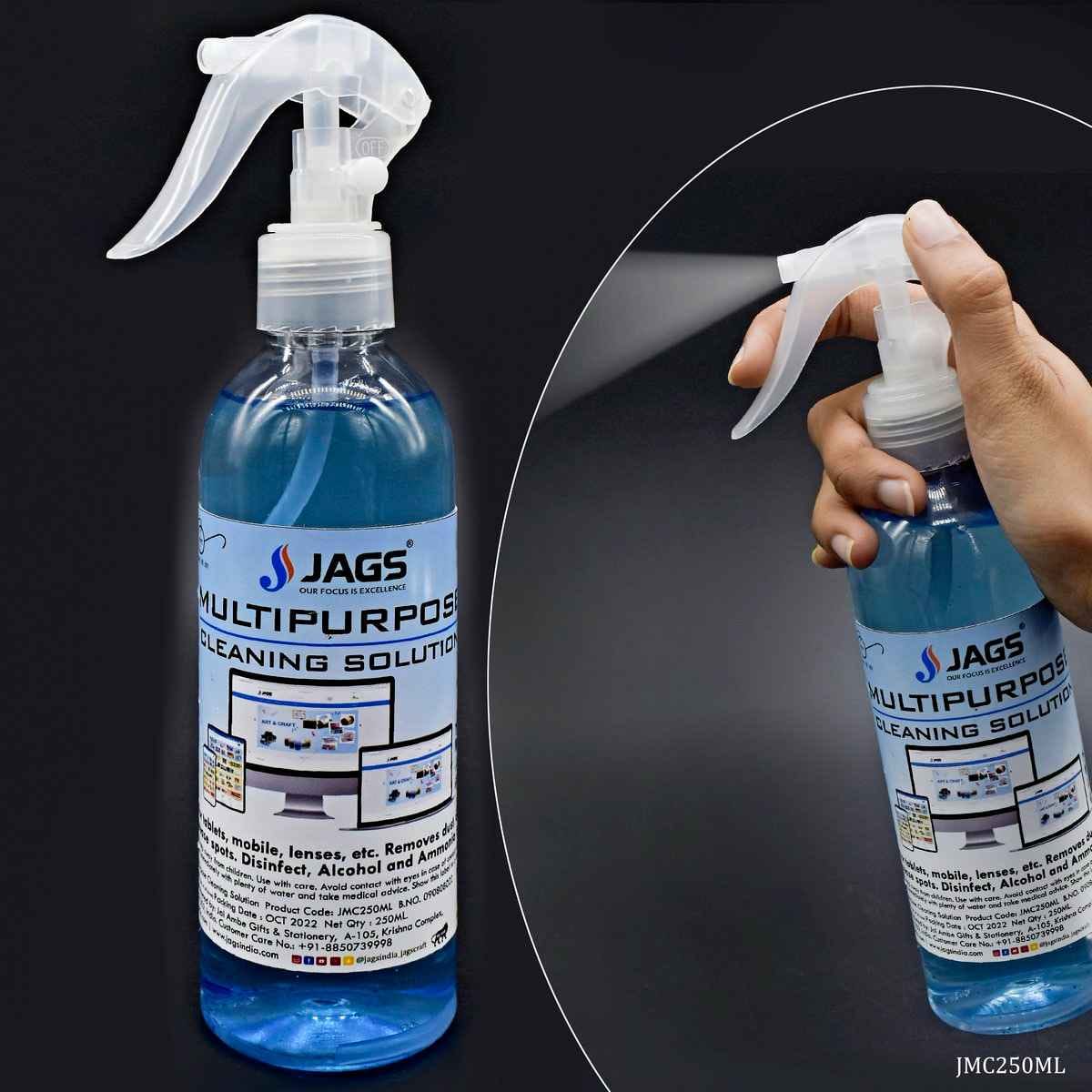 Jags Multipurpose Cleaning Liquid with Spray Bottle 250ML JMC250ML