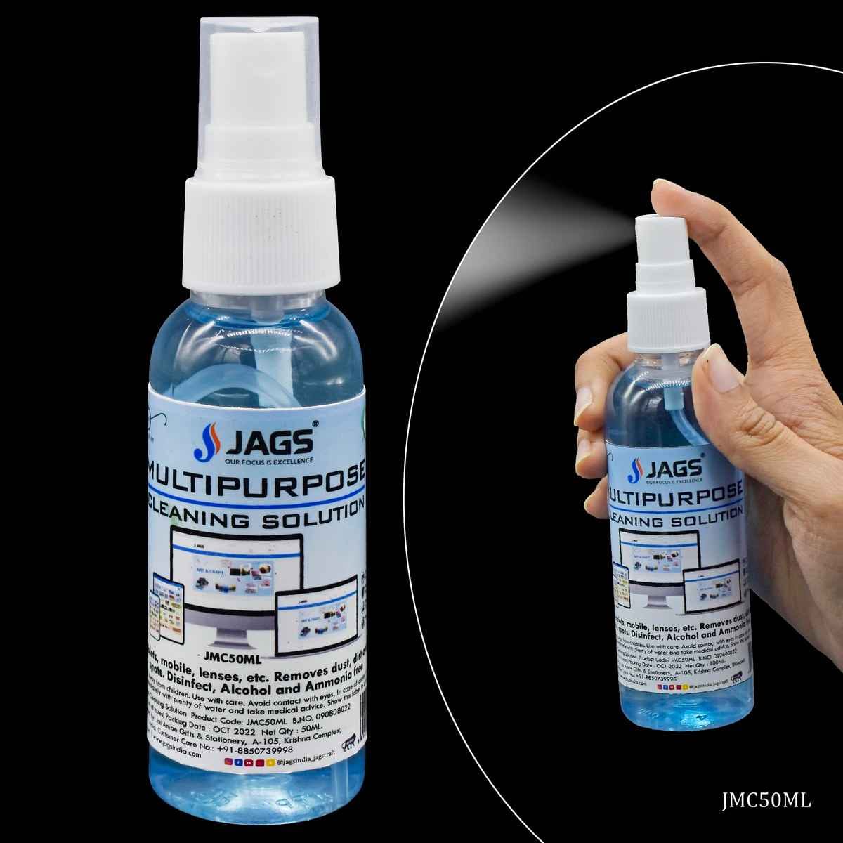 Jags Multipurpose Cleaning Liquid with Sprayer Bottle 50ML JMC50ML