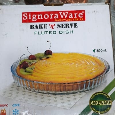 SIGNORAWARE GLASS BAKE N SERVE PLATE 1600ML