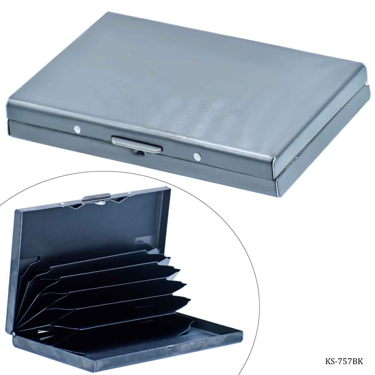 Steel Black Card Holder Push Button KS-757BK