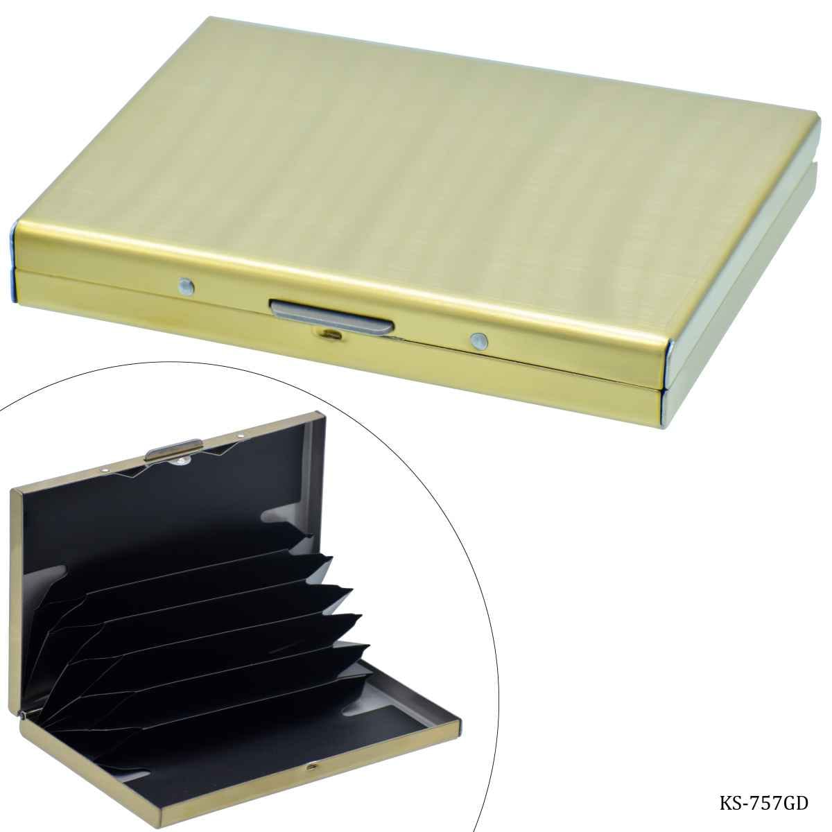 Steel Gold Card Holder Push Button KS-757GD