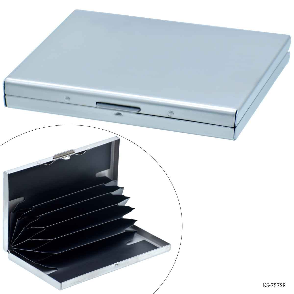 Steel Silver Card Holder Push Button KS-757SR