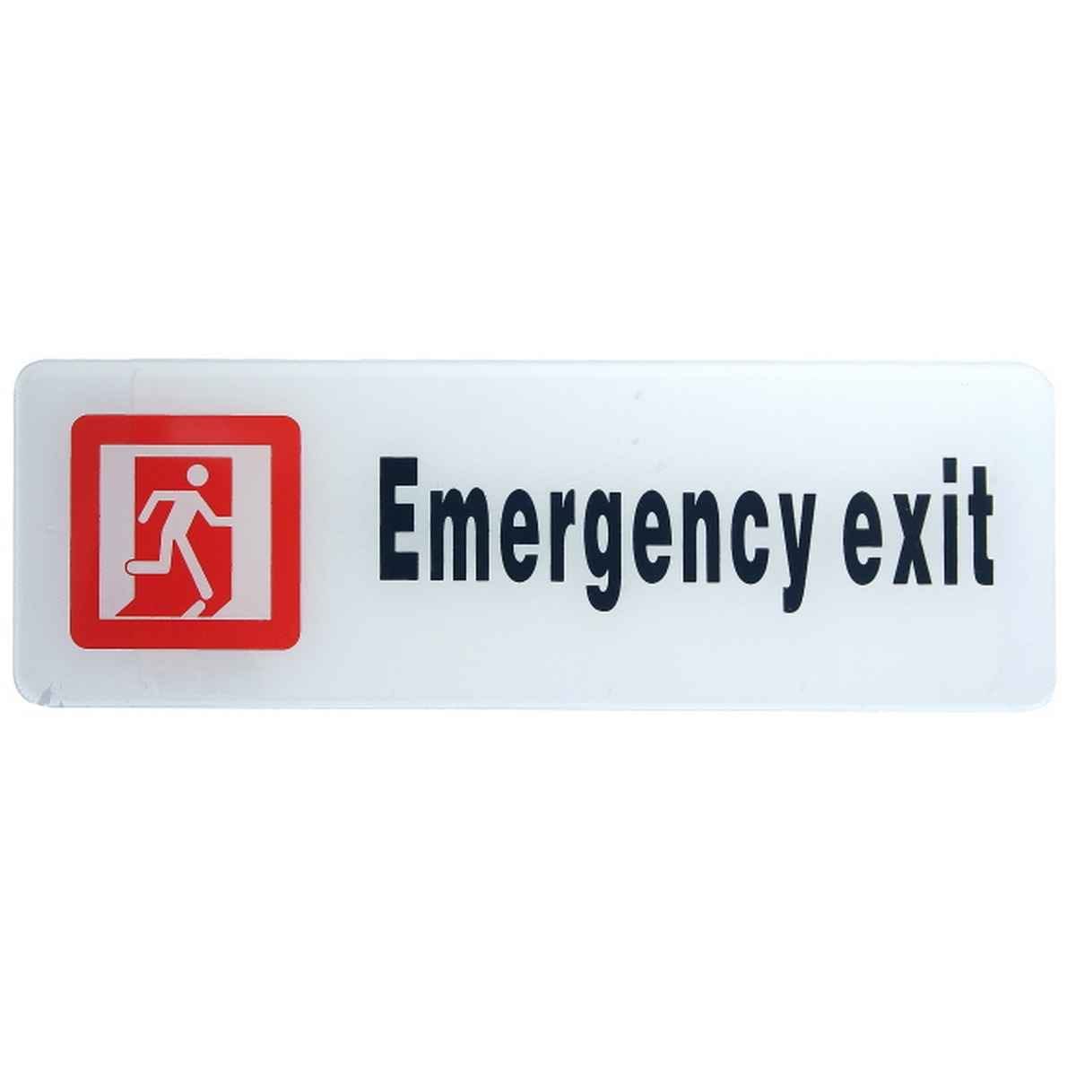Emergency Exit Door Sticker White Acrylic Self Adhesive Signage Sticker Horizontal SWEE